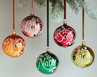 Personalized Glass Christmas Ball Ornaments with name