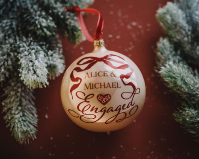 Personalized Mercury Glass Christmas ornament in champagne